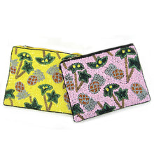 Load image into Gallery viewer, TROPICAL BEADED PINEAPPLE & SEQUIN PALM TREE CLUTCH WITH CHAIN STRAP I CROSSBODY I SUMMER VACATION PARTY STATEMENT PURSE I GIFT FOR HER