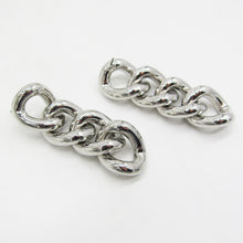 Load image into Gallery viewer, CHUNKY SILVER CHAIN LINK EARRINGS, STATEMENT DROP EARRINGS, BOLD OVAL LINK DANGLE EARRINGS, MODERN SILVER JEWELRY FOR WOMEN