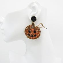 Load image into Gallery viewer, HALLOWEEN STATEMENT EARRINGS – BEADED SPIDER, PUMPKIN, WITCH HAT & BAT DESIGNS