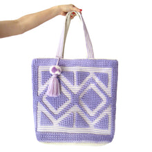 Load image into Gallery viewer, LAVENDER TERRY BEACH BAG FOR WOMEN UNIQUE EMBROIDERY SHOULDER BAG