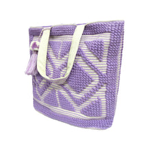 Load image into Gallery viewer, LAVENDER TERRY BEACH BAG FOR WOMEN UNIQUE EMBROIDERY SHOULDER BAG