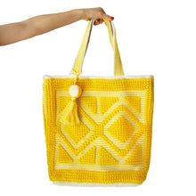 Load image into Gallery viewer, YELLOW TERRY BEACH BAG FOR WOMEN UNIQUE EMBROIDERY SHOULDER BAG