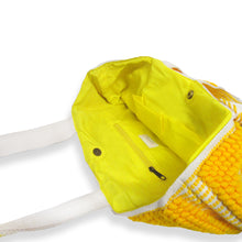 Load image into Gallery viewer, YELLOW TERRY BEACH BAG FOR WOMEN UNIQUE EMBROIDERY SHOULDER BAG
