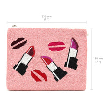 Load image into Gallery viewer, LIPS & LIPSTICK PINK BEADED CLUTCH BAG