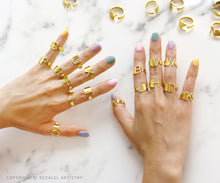 Load image into Gallery viewer, A-Z INITIAL LETTER ADJUSTABLE OPEN RING