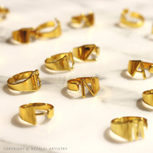 Load image into Gallery viewer, A-Z INITIAL LETTER ADJUSTABLE OPEN RING