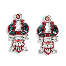 Load image into Gallery viewer, RED LOBSTER BEADED EARRINGS
