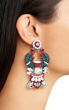 Load image into Gallery viewer, RED LOBSTER BEADED EARRINGS