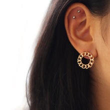 Load image into Gallery viewer, MINI SIZED CHAIN CIRCLE STUD EARRINGS