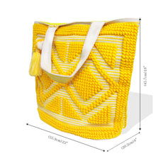 Load image into Gallery viewer, YELLOW TERRY BEACH BAG FOR WOMEN UNIQUE EMBROIDERY SHOULDER BAG