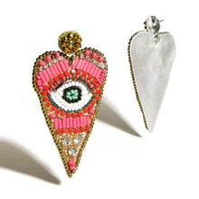 Load image into Gallery viewer, HEART EVIL EYES DROP EARRINGS
