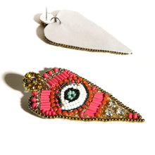 Load image into Gallery viewer, HEART EVIL EYES DROP EARRINGS