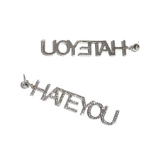 Load image into Gallery viewer, HATE YOU RHINESTONE LETTER DROP EARRINGS