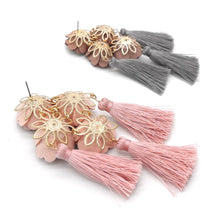 Load image into Gallery viewer, FLORAL TASSELS DROP STATEMENT EARRINGS