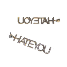 Load image into Gallery viewer, HATE YOU RHINESTONE LETTER DROP EARRINGS