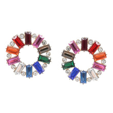 Load image into Gallery viewer, RAINBOW CIRCLE RHINESTONE STUD EARRINGS