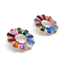 Load image into Gallery viewer, RAINBOW CIRCLE RHINESTONE STUD EARRINGS