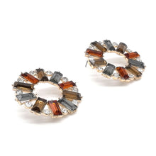 Load image into Gallery viewer, RAINBOW CIRCLE RHINESTONE STUD EARRINGS