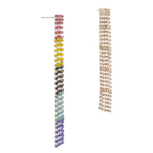 Load image into Gallery viewer, RAINBOW RHINESTONE FRINGE ARRINGS