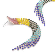 Load image into Gallery viewer, RAINBOW RHINESTONE FRINGE ARRINGS