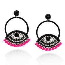 Load image into Gallery viewer, EVIL EYES WITH TASSEL DNAGLE EARRINGS