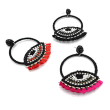 Load image into Gallery viewer, EVIL EYES WITH TASSEL DNAGLE EARRINGS