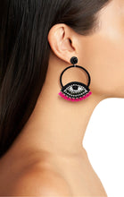 Load image into Gallery viewer, EVIL EYES WITH TASSEL DNAGLE EARRINGS