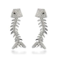 Load image into Gallery viewer, FISHBONE RHINESTONE EARRINGS