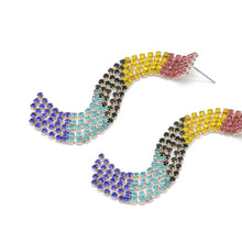 Load image into Gallery viewer, RAINBOW RHINESTONE FRINGE ARRINGS
