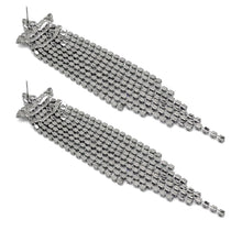 Load image into Gallery viewer, BLUE STAR RHINESTONE FRINGE DROP EARRINGS