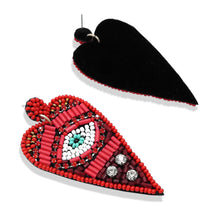 Load image into Gallery viewer, HEART EVIL EYES DROP EARRINGS
