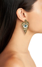 Load image into Gallery viewer, HEART EVIL EYES DROP EARRINGS