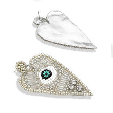 Load image into Gallery viewer, HEART EVIL EYES DROP EARRINGS