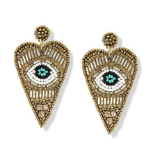 Load image into Gallery viewer, HEART EVIL EYES DROP EARRINGS