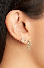 Load image into Gallery viewer, 2 PAIRS SNAKE & LIPS STUD METAL EARRINGS
