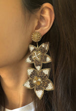 Load image into Gallery viewer, BEADED FLOWER STATEMENT DROP EARRINGS