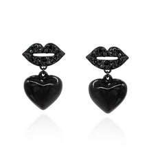 Load image into Gallery viewer, LIPS WITH HEART DROP EARRINGS