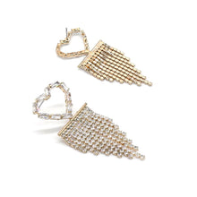 Load image into Gallery viewer, HEART CUBIC ZIRCONIA FRINGE DROP EARRINGS
