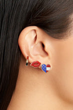 Load image into Gallery viewer, 6PCS USA FLAG, LIPS, LIPSTICK, T-SHIRTS, APPLE, HEART STUD EARRINGS
