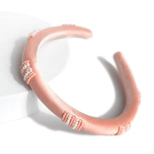 Load image into Gallery viewer, BEADED BLUSH THIN PADDED HEADBAND