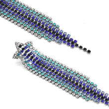 Load image into Gallery viewer, BLUE STAR RHINESTONE FRINGE DROP EARRINGS