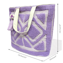 Load image into Gallery viewer, LAVENDER TERRY BEACH BAG FOR WOMEN UNIQUE EMBROIDERY SHOULDER BAG