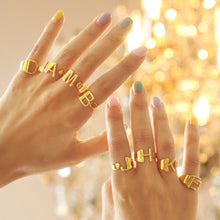 Load image into Gallery viewer, A-Z INITIAL LETTER ADJUSTABLE OPEN RING