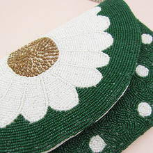Load image into Gallery viewer, DAISY FLOWER BEADED CLUTCH, FLORAL BEADED CROSSBODY PURSE, SPRING&amp;SUMMER BAG, GIFT FOR HER
