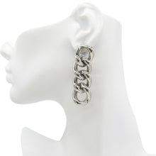 Load image into Gallery viewer, CHUNKY SILVER CHAIN LINK EARRINGS, STATEMENT DROP EARRINGS, BOLD OVAL LINK DANGLE EARRINGS, MODERN SILVER JEWELRY FOR WOMEN
