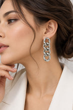 Load image into Gallery viewer, CHUNKY SILVER CHAIN LINK EARRINGS, STATEMENT DROP EARRINGS, BOLD OVAL LINK DANGLE EARRINGS, MODERN SILVER JEWELRY FOR WOMEN
