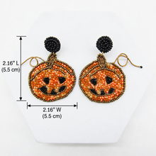 Load image into Gallery viewer, HALLOWEEN STATEMENT EARRINGS – BEADED SPIDER, PUMPKIN, WITCH HAT &amp; BAT DESIGNS

