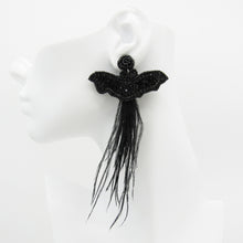 Load image into Gallery viewer, HALLOWEEN STATEMENT EARRINGS – BEADED SPIDER, PUMPKIN, WITCH HAT &amp; BAT DESIGNS

