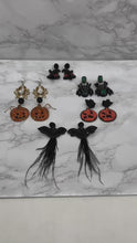 Load and play video in Gallery viewer, HALLOWEEN STATEMENT EARRINGS – BEADED SPIDER, PUMPKIN, WITCH HAT &amp; BAT DESIGNS
