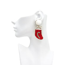 Load image into Gallery viewer, CHRISTMAS BEADED STATEMENT EARRINGS, UNIQUE HOLIDAY FASHION EARRINGS
